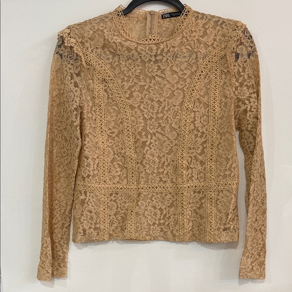 Zara Women's Beige Lace Blouse